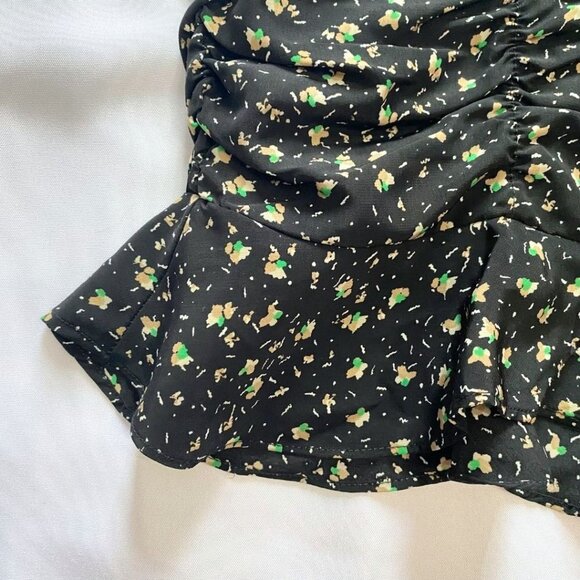 NWT SOFIE SCHNOOR BLACK FLORAL RUCHED SKIRT - XS - Picture 10 of 12